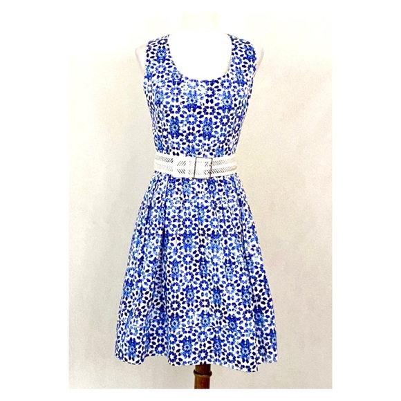 Calvin Klein Dresses & Skirts - Calvin Klein Delft Blue Pattern Fit & Flare Dress